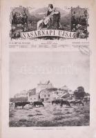 1917 Vasárnapi Ujság 64. évf. 27-52. számai (fél évfolyam) egybekötve, 1917. júl. 8. - dec. 30. Szerk.: Hoitsy Pál. Benne a háborúval kapcsolatos és egyéb írásokkal, képekkel, hirdetésekkel. Félvászon-kötésben, kissé viseltes, foltos borítóval, intézményi bélyegzőkkel.