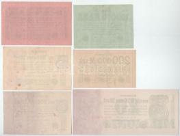 Németország / Weimari Köztársaság 1923. 100.000M + 200.000M + 3.000.000M (2xklf) + 5.000.000M + 20.0...
