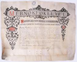 1893 Bp., A Királyi József Műegyetem által kiállított mérnöki oklevél