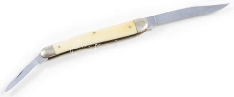 Régi női zsebkés, bicska, két pengével. Kinyitva nagy pegével 15 cm