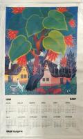 Koday László (1945-): BASF Hungária naptár-plakát, 1995. Nyomat, vászon, jelzett a nyomaton, feltekerve, 95×60 cm