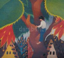 Koday László (1945-): BASF Hungária naptár-plakát, 1995. Nyomat, vászon, jelzett a nyomaton, felteke...