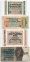 Németország / Weimari Köztársaság 1923. 10.000.000.000M - 50.000.000.000M (3xklf) + 1924. 100M T:F-VG Germany / Weimar Republic 1923. 10.000.000.000 Mark - 50.000.000.000 Mark (3xdiff) + 1924. 100 Mark C:F-VG