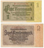 Német Harmadik Birodalom / 1937. 1M + 2M T:AU-XF,F German Third Reich / 1937. 1 Rentenmark + 2 Rentenmark C:AU-XF,F