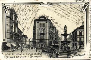 Budapest VIII. Kálvin tér József és Baross utcával litho