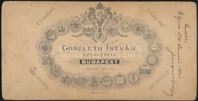 1890 Fiatal katona (tiszthelyettes) portréja, a hátoldalon dedikációval, kabinetfotó Gosztleth Istvá...