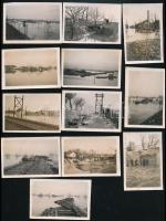 1941-es árvízről készült felvételek Nagytétény, Érd, Albertfalva, Solt települések környékén (közte a vasútvonalakat ért károkról), 12 db fotó, a hátoldalon feliratozva, vegyes állapotban, 5,5x8 cm