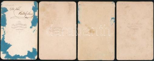 cca 1865 Fiatalemberek portréi, 4 db vizitkártya Letzter Lázár (1832-1897) kassai műterméből, változ...