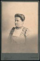 cca 1900 Hölgyportré, keményhátú fotó Mildner stejerlakaninai műterméből, 16,5×10,5 cm