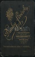 cca 1880 Fiatal férfi portréja, vizitkártya Dunky fivérek kolozsvári műterméből, 10,5x6,5 cm
