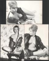 cca 1970 Erotikus fotók, 3 db, 18,5×12 cm