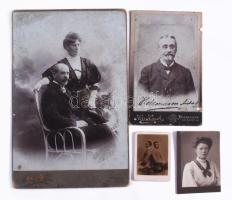 Vegyes keményhátú fotó tétel (vizitkártyák, kabinetfotók, mignon fotók), összesen 40 db, különféle m...