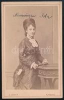 cca 1880 Fiatal hölgy (Neumáyer Ida) portréja, vizitkártya Letzter Simon kassai műterméből, feliratozva, 10,5x6,5 cm