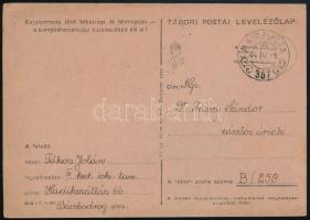 1944.04.01. Levelezőlap Hadikszállásról (Délvidék) "M. KIR. POSTA / 357" acélbélyegzéssel