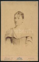 cca 1890 Hölgy portréja, vizitkártya Letzter Simon kassai műterméből, 11x6,5 cm