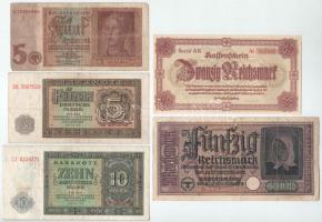 Német Birodalom (5xklf) DN(1940-1945) 50M + 1942. 5M + 1945. 20M + 1948. 5M + 10M T:AU-VG German Empire (5xdiff) ND(1940-1945) 50 Reichsmark + 1942. 5 Reichsmark + 1945. 20 Reichsmark + 1948. 5 Reichsmark + 10 Reichsmark C:AU-VG