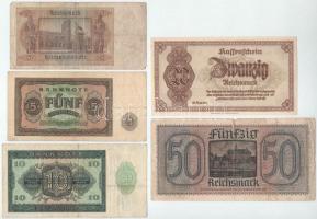 Német Birodalom (5xklf) DN(1940-1945) 50M + 1942. 5M + 1945. 20M + 1948. 5M + 10M T:AU-VG
German Em...