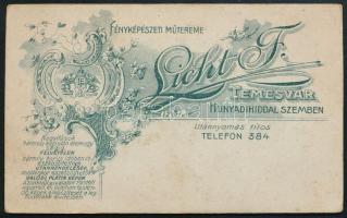cca 1910 Kisgyermek játékokkal, vizitkártya Licht F. temesvári (Timisoara) műterméből (,,Hunyadihidd...
