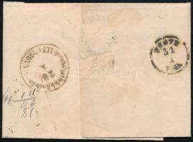 1850 körül Levél Romániából kék "POST EXPED. KRAYOWA" bélyegzéssel, az alt-orsovai fertőtl...