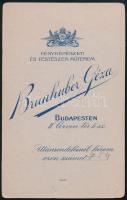 cca 1910 Bajszos úr portréja, vizitkártya Brunhuber Géza budapesti műterméből, 10,5x6,5 cm