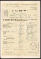 1943 Bp., Pesti Izraelita Hitközség kereskedelmi szaktanfolyam bizonyítvány