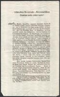 cca 1810 Egyházi juttatásokkal kapcsolatos latin nyelvű nyomtatvány Darvas Ferenc, Almásy Pál és mások említésével
