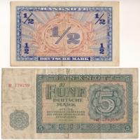 Német Szövetségi Köztársaság 1948. 1/2M + NDK 1955. 5M T:F German Federal Republic 1948. 1/2 Mark + GDR 1955. 5 Mark C:F