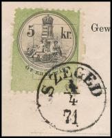 1871 Kétnyelvű szállítólevél 5kr okmánybélyeggel, "SZEGED" - Pest