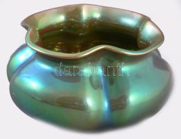 Zsolnay eozin mázas tökvirág váza. Jelzett, hibátlan, d: 13 cm, m: 7 cm