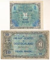 Német Harmadik Birodalom / Szövetséges megszállás 1944. 1M + 10M T:F-VG German Third Reich / Allied Occupation 1944. 1 Mark + 10 Mark C:F-VG