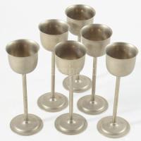 6 darab fém pálinkáspohár, m: 12 cm