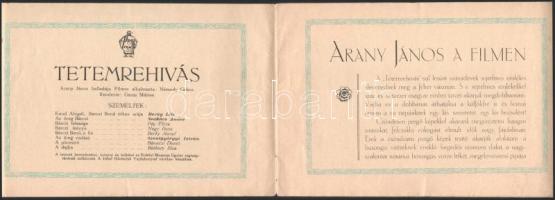 1934 A Tetemrehívás, Arany János műve alapján készült film ismertető prospektusa
