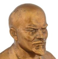 Lenin büszt, aranyozott fém, fa alapon m: 17 cm