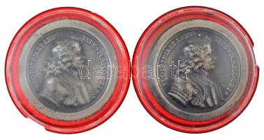 DN "II. Rákóczi Ferenc - Pro Patria et Libertate Rákóczi" ezüstpatinázott fém lemezérem, eredeti sérült műanyag tokban (38,5mm) (2x) T:AU