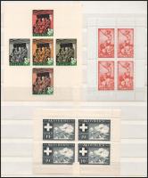 Svájc 31 db katona- és levélzáró bélyeg + 3 db levélzáró kisív berakólap mindkét oldalán