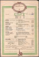 1963, 1965 Kereskedelmi Vendéglátó Vállalat és a Hotel Nemzeti Étterem étlapja, 2 db, hajtott