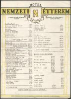 1963, 1965 Kereskedelmi Vendéglátó Vállalat és a Hotel Nemzeti Étterem étlapja, 2 db, hajtott