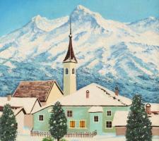 Brieska jelzéssel: Téli táj. Olaj, farost, fakeretben, 30×40 cm