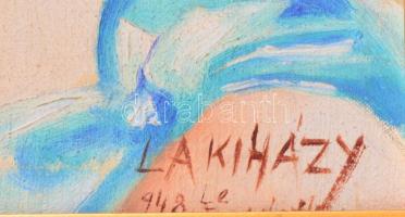 Lakiházy jelzéssel: Kislány arcképe, 1948. Olaj, vászon, falemezen. 38X27,5 cm Dekoratív, kissé sérü...