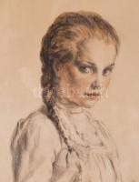 Prihoda István (1891-1956): Lányka. Színezett rézkarc, papír, jelzett. Néhány kevés apró folttal. De...
