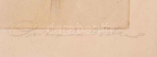 Prihoda István (1891-1956): Lányka. Színezett rézkarc, papír, jelzett. Néhány kevés apró folttal. De...