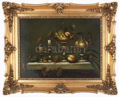 Szigeti S jelzéssel: Csendélet. Olaj, fa. Dekoratív fakeretben. 30x40 cm