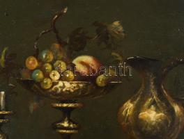 Szigeti S jelzéssel: Csendélet. Olaj, fa. Dekoratív fakeretben. 30x40 cm