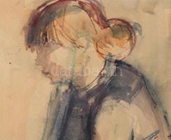 Czobel jelzéssel: Lányka. Akvarell, papír. Üvegezett fakeretben. 33,5x24 cm