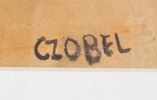 Czobel jelzéssel: Lányka. Akvarell, papír. Üvegezett fakeretben. 33,5x24 cm