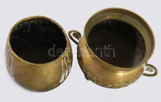 2 darab bronz kaspó, m: 9,5-10,5 cm