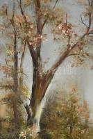 Olvashatatlan jelzéssel: Vadász az erdőben. Olaj, farost. Dekoratív fakeretben. 40x30 cm