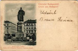 1899 Budapest V. József tér (ma József nádor tér) és szobor. Edgar Schmidt kiadása (EB)