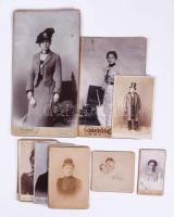 cca 1880-1910 Vegyes keményhátú fotó tétel, 10 db, különféle műtermekből (Barna Hugó, Miskolc; Gondy és Egey, Debrecen; Rasem és Társa, Bp.; stb.), változó méretben és állapotban