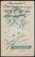 1902 Úr portréja, vizitkártya Vasas Sándor érsekújvári (Nové Zámky) műterméből, a hátoldalon Aranyos...